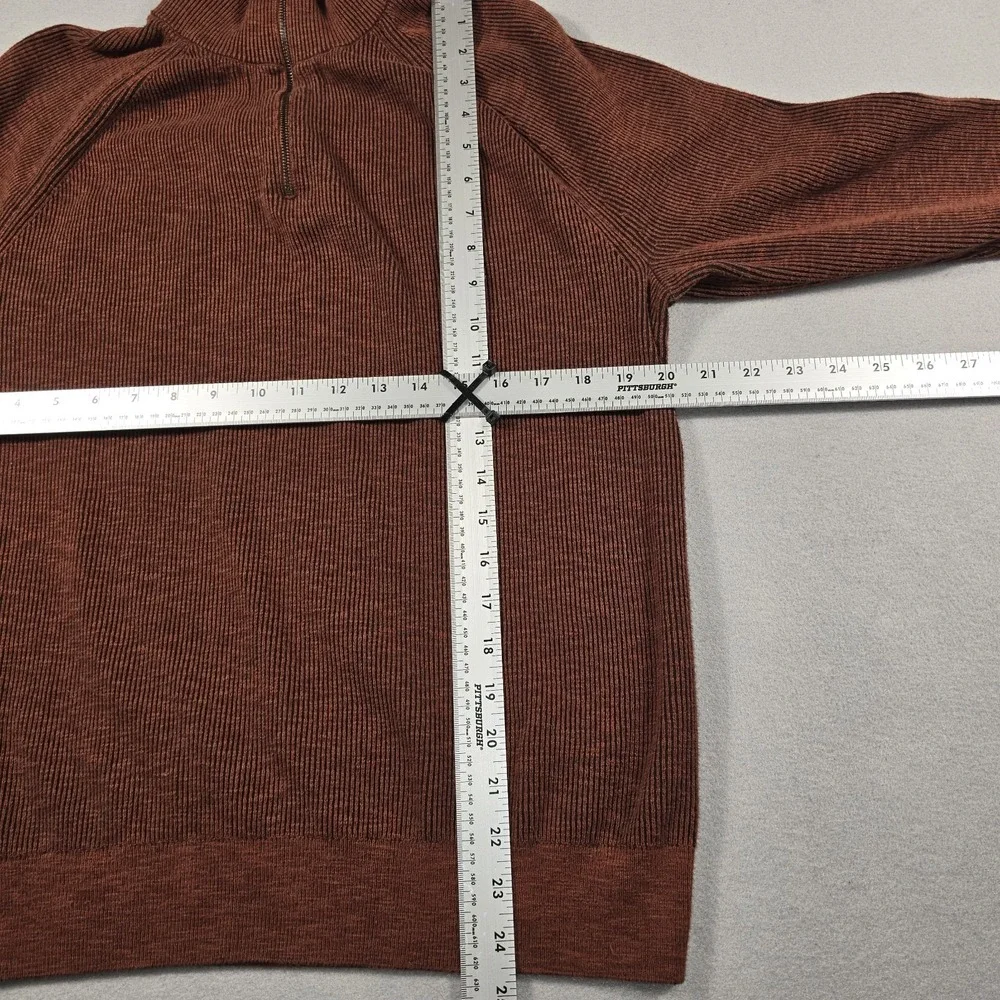 Banana‎ Republic Mens Large Brown Sweater Ribbed Quarter-Zip Mock Neck Cotton